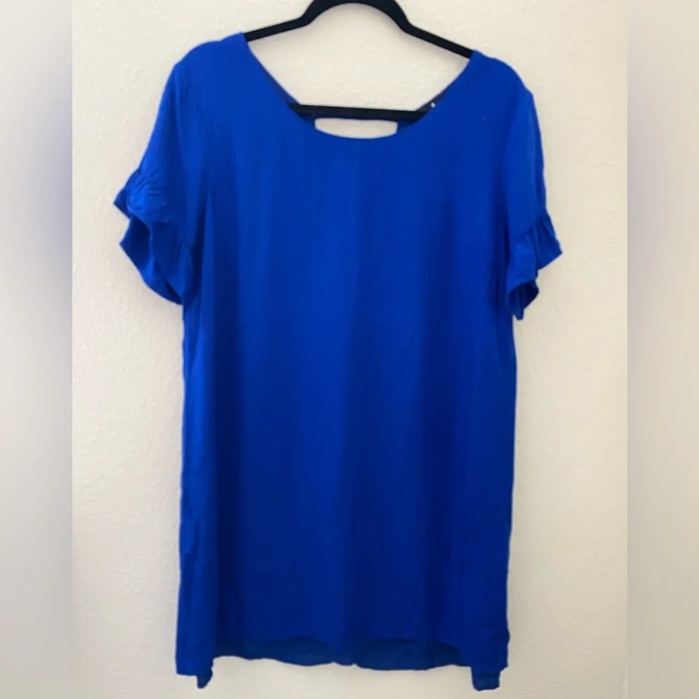 Lulu's Royal Blue Ruffle Sleeve Shift Dress - Picture 4 of 5